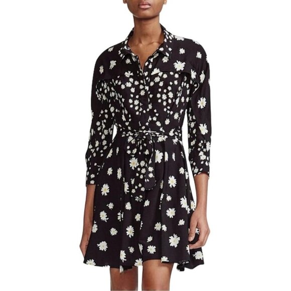 Maje Dresses & Skirts - Maje Rafi Daisy Print Shirt Dress Size 1 S Womens Black Floral $445